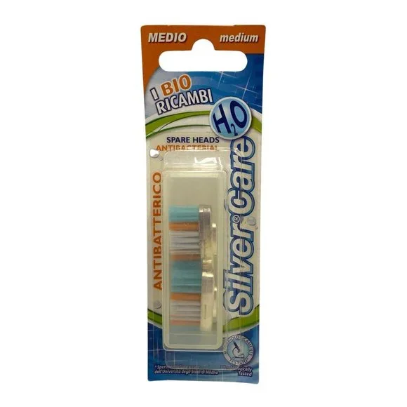 SilverCare H2O 2-Pc Toothbrush Spare Heads Medium Lot of 12 Packs